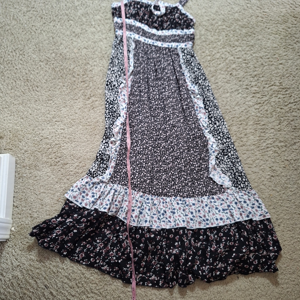 Free People Mixed Patchwork Cottagecore Boho Floral Midi Dress Size 4 - Picture 7 of 8